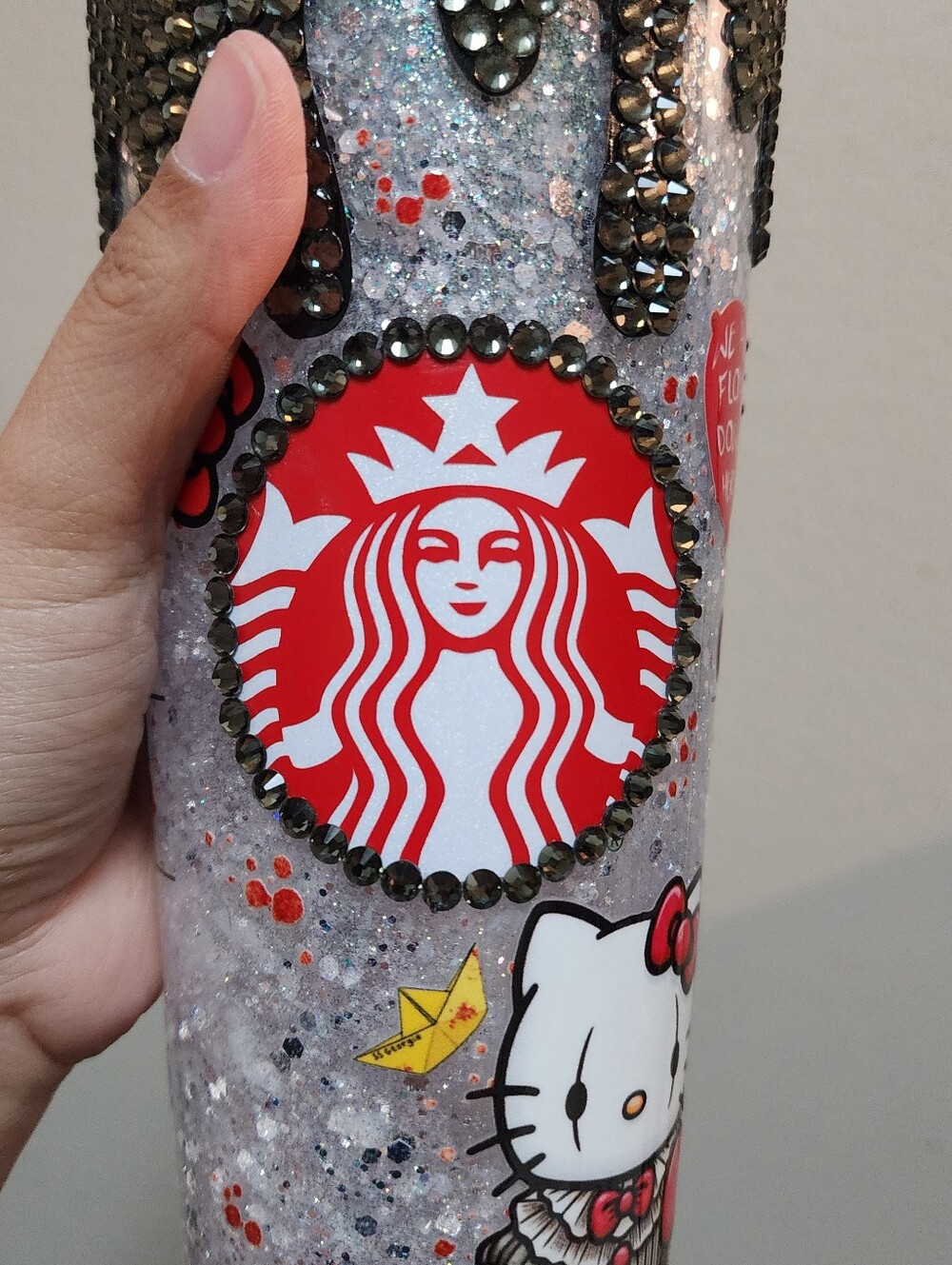 Starbucks Hello Kitty Rhinestone Tumbler - Red, Black, White Custom Made - Picture 9 of 9